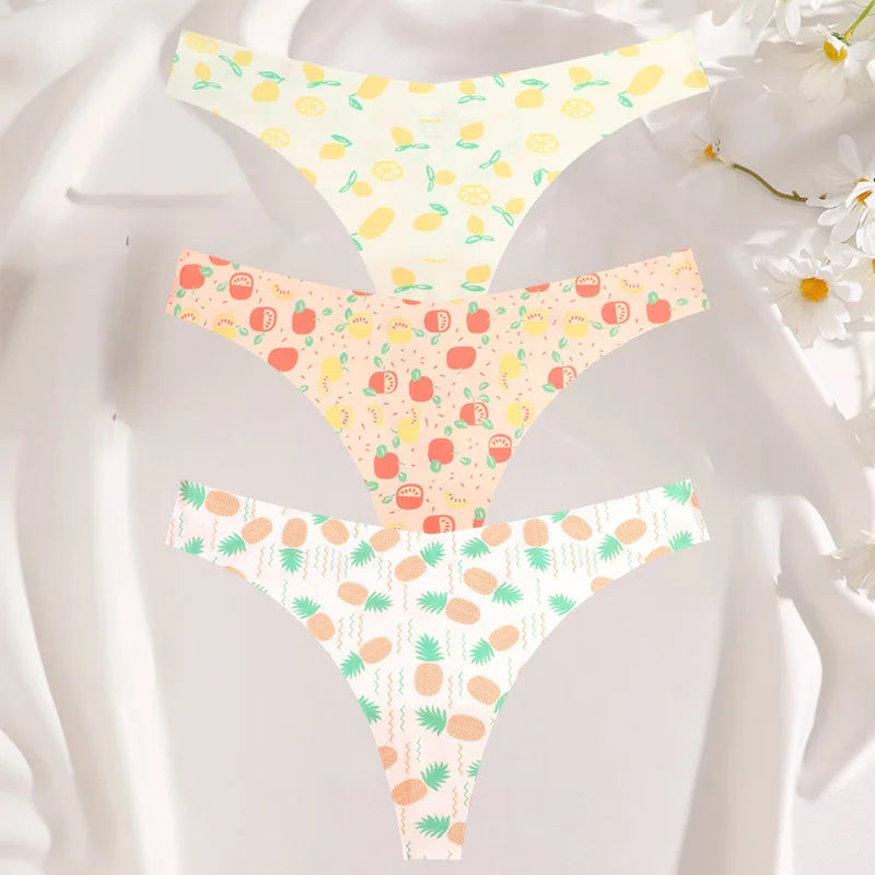 3PCS/SET Sexy G-String For Women Colorful Bikini Female Underwear T-back Intimates Lingerie Seamless Low Waist Underpants Lady