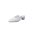 NEW Summer Women Mules Fabric Shoes for Women Pointed Toe Chunky Heel Shoes Cover Toe Slingback Shoes Soft Hollow Modern Sandals