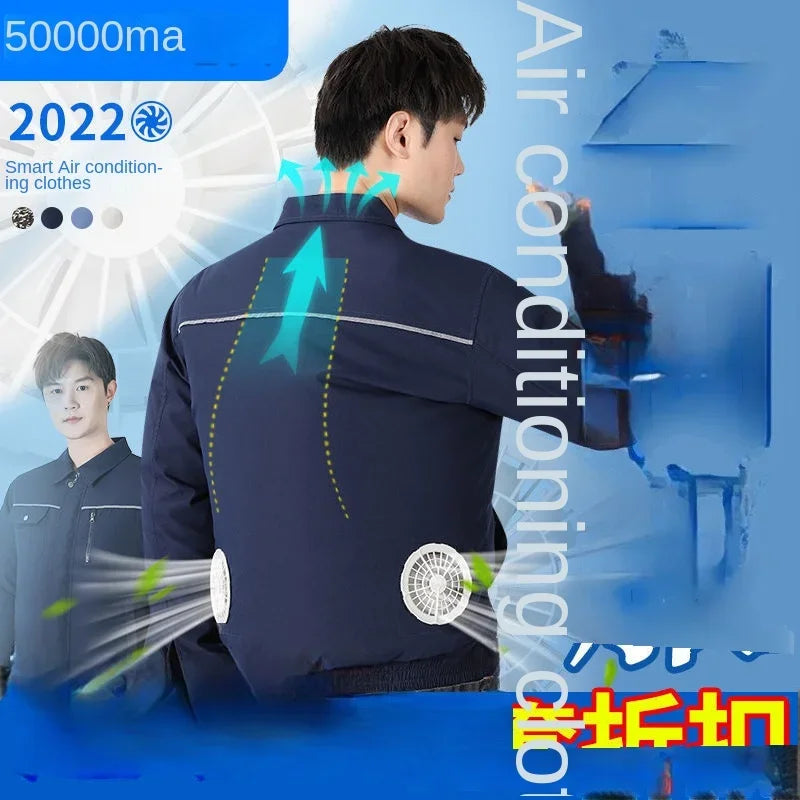 Clothes with fans in summer heatstroke prevention and cooling air conditioning men's clothing refrigeration work Outdoor Jacket