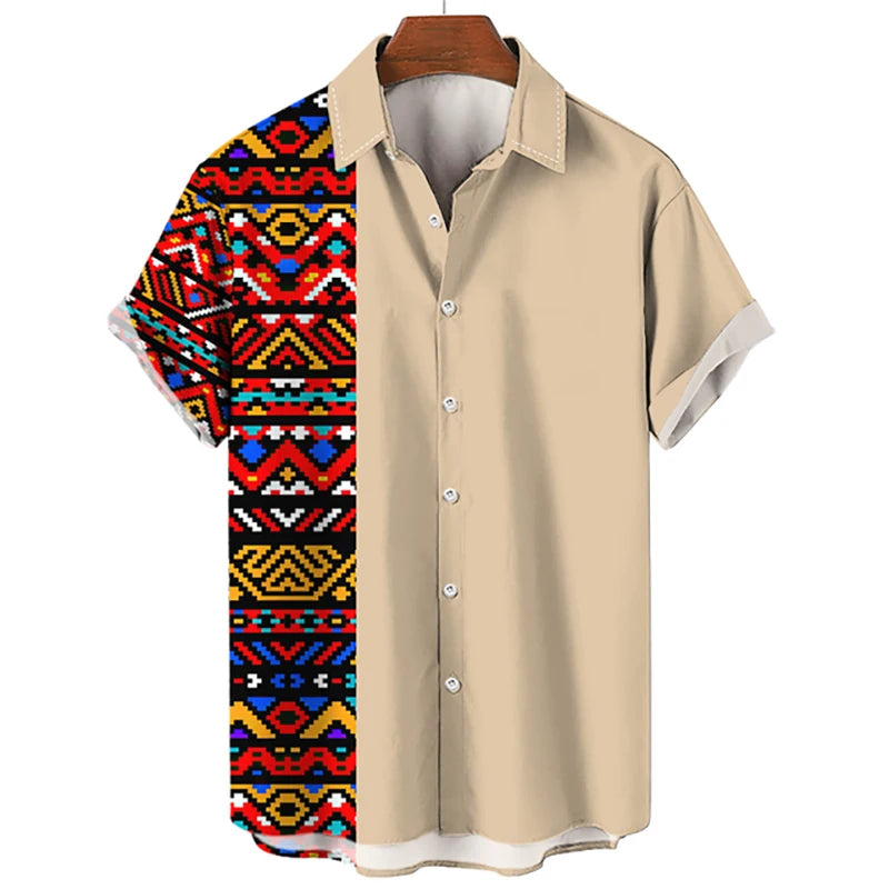 Hawaiian Beach Shirts Ethnic Style 3D Print Streetwear Men Women Fashion Vintage Short Sleeve Shirt Blouse Harajuku Man Clothing