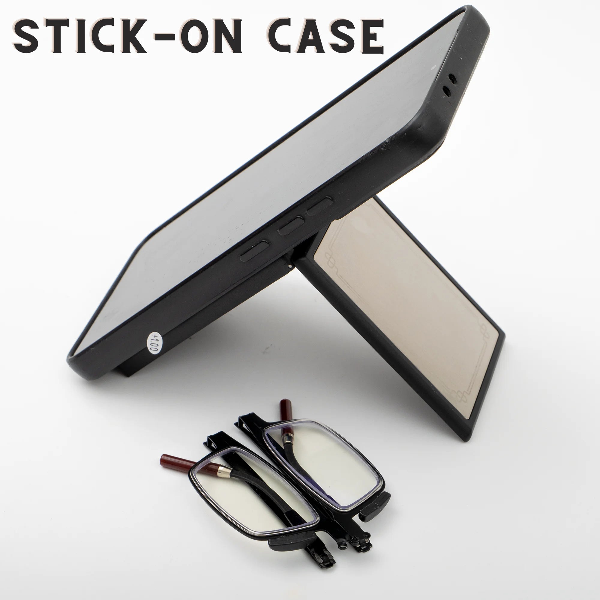 Portable Foldable Reading Glasses That Can Be Attached to the Back of a Phone as a Phone Stand, Minimalist Style Stainless Steel Reading Glasses, +100 to +400, Unisex
