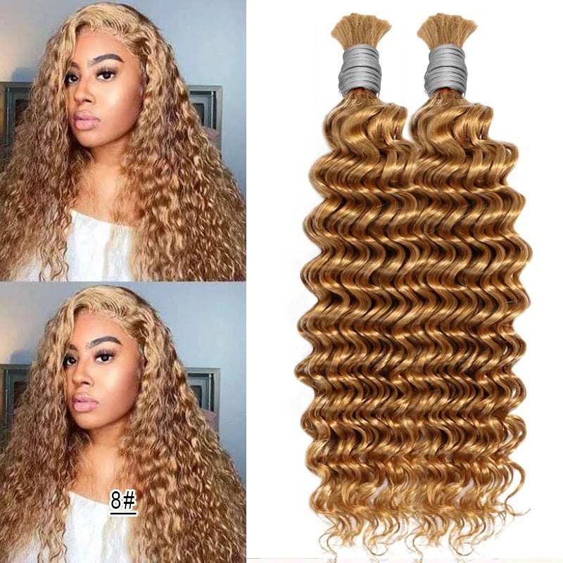 Wholesale Red Deep Wave Hair Bulk for Boho Braids 100% Human Hair Extensions No Weft Blonde Red Curly 613 Vietnamese Hair 30inch