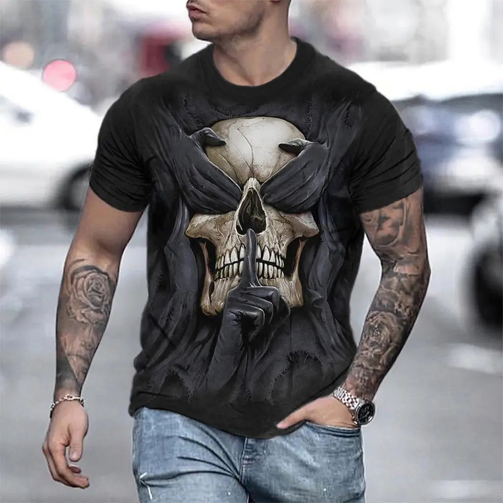 Halloween Day of the Dead Skull Men's Skull Graphic Prints T Shirt Retro Short Sleeve T shirt 3D Print Vintage Designer Holiday
