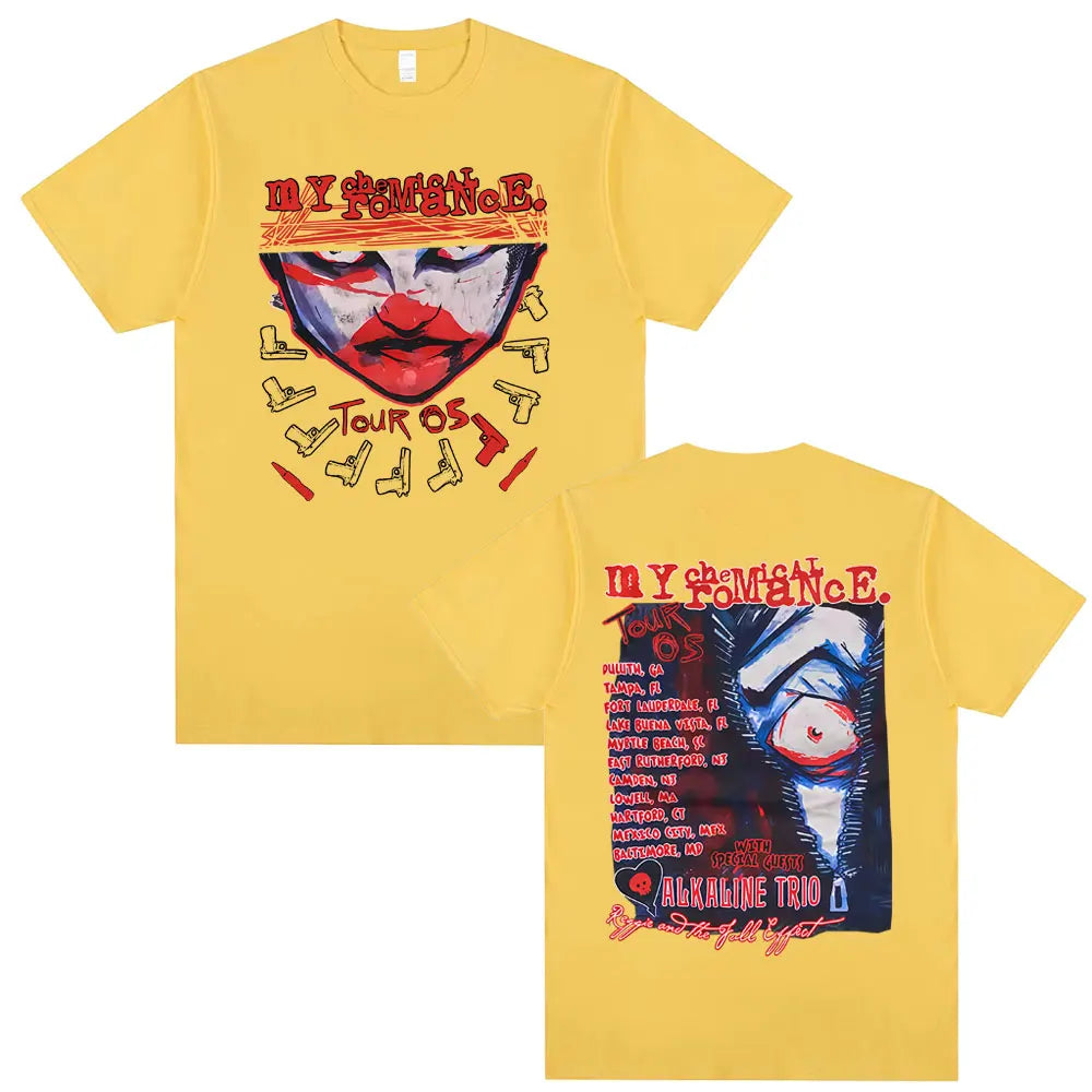 90s Punk Band My Chemical Romance Tour 2005 T-shirt Men Women Gothic Fashion Street Oversized Tshirt Male Soft Cotton T Shirts