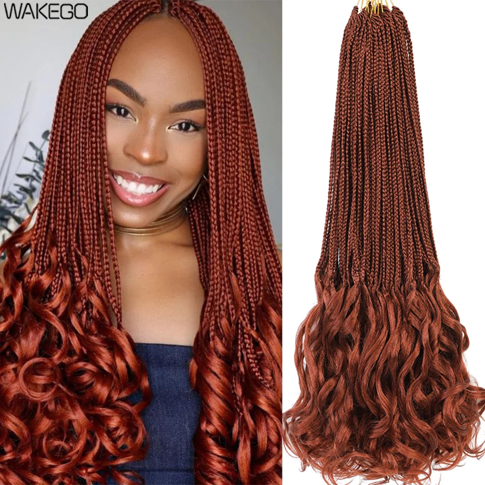 24 18 14 Inches French Curly Crochet Braids New Goddess Box Braids Bouncy French Curl Braid Hair Crochet Synthetic Braiding Hair