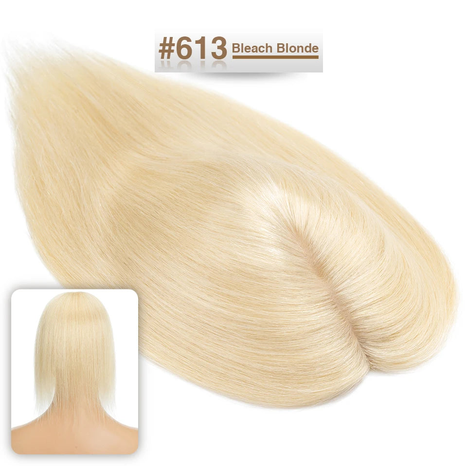 S-noilte 7x13cm Real Hair Toppers Silk Base Natural Hair Wig 100% Human Hair Prosthesis woman Brown Wigs Clip In Hair Extensions