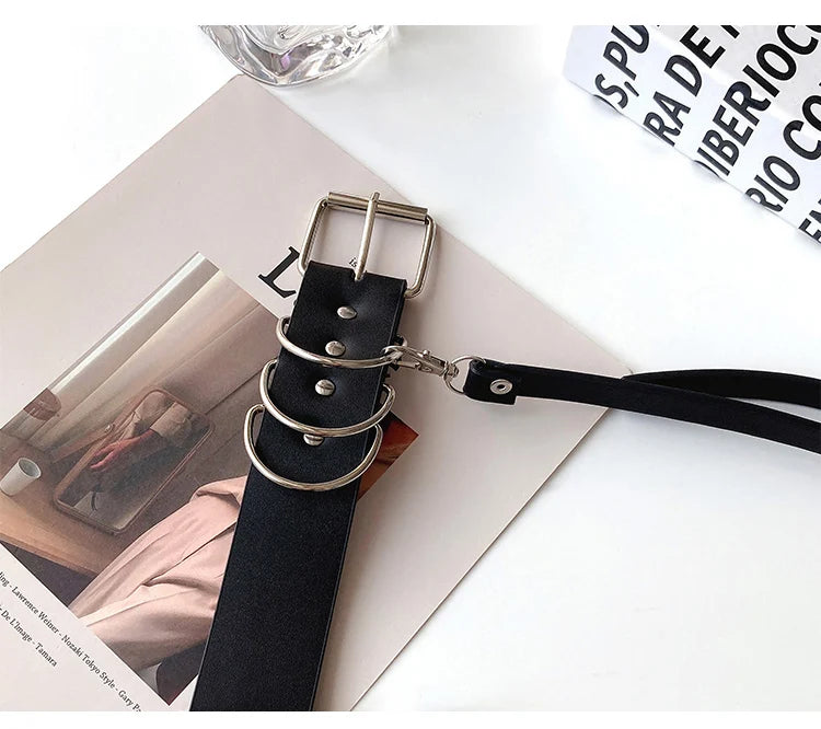 Punk Belt Women Dress Wide Chain Waistband Leather harness Ladies Corset Fashion Waist Belts Casual Dress PJ437
