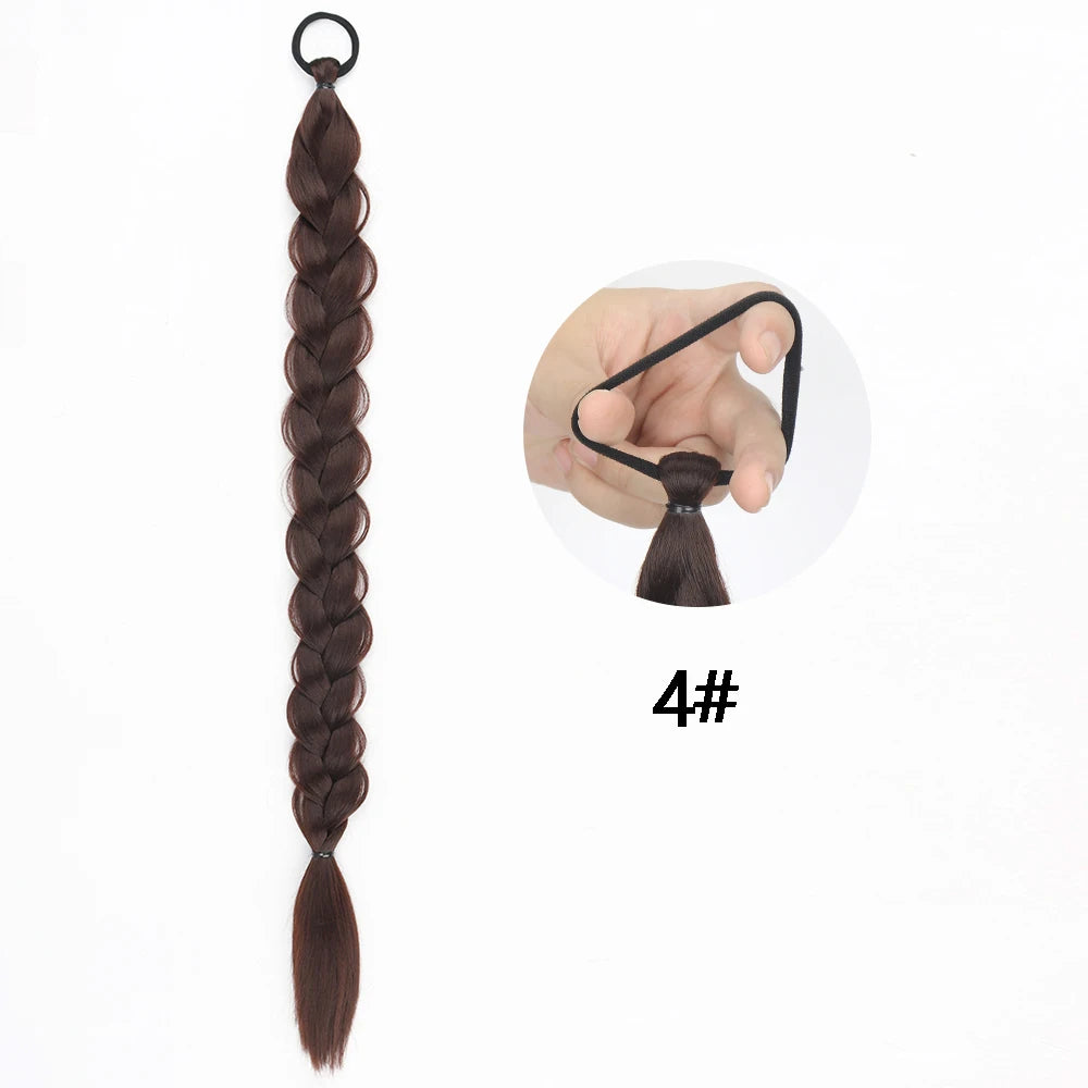 Synthetic Braided Ponytail Extensions Blonde Hairpiece Long Pony Tail With Hair Tie Rubber Band Hair Blonde For Women