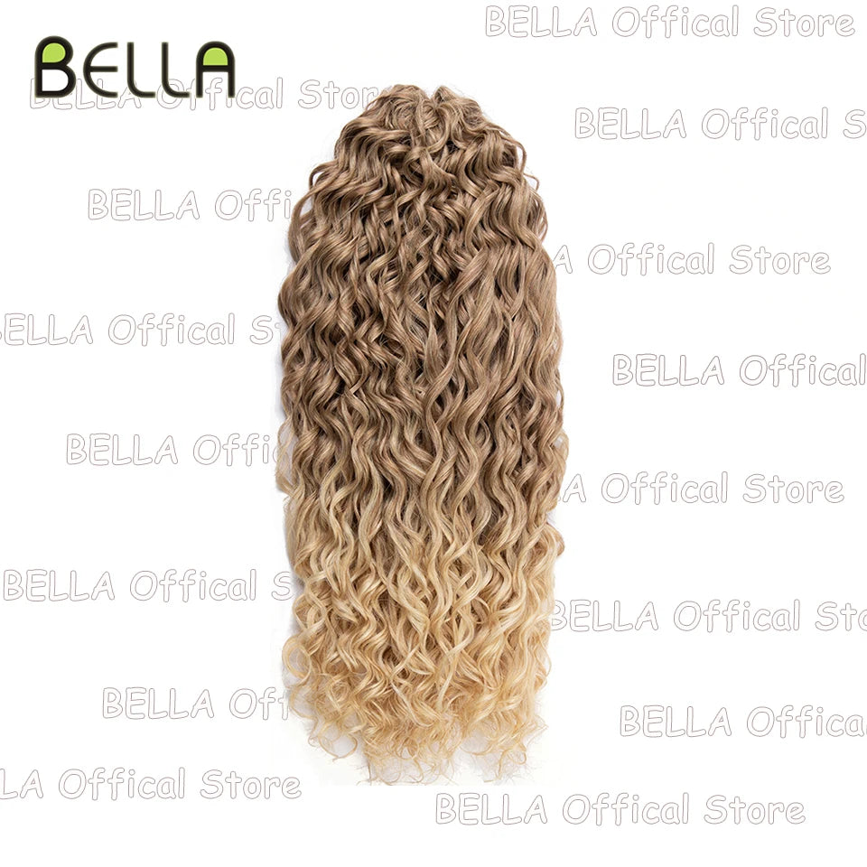 FASHION IDOL Curl Hair Deep Wave Twist Hair Extensions For Women 20 Inch Ombre Blonde Crochet Fake Hair Synthetic Crochet Braids