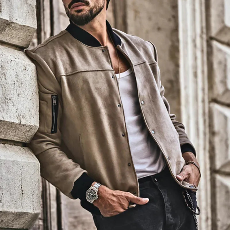 24  Autumn/Winter Suede Men's Button Cardigan Jacket Casual American