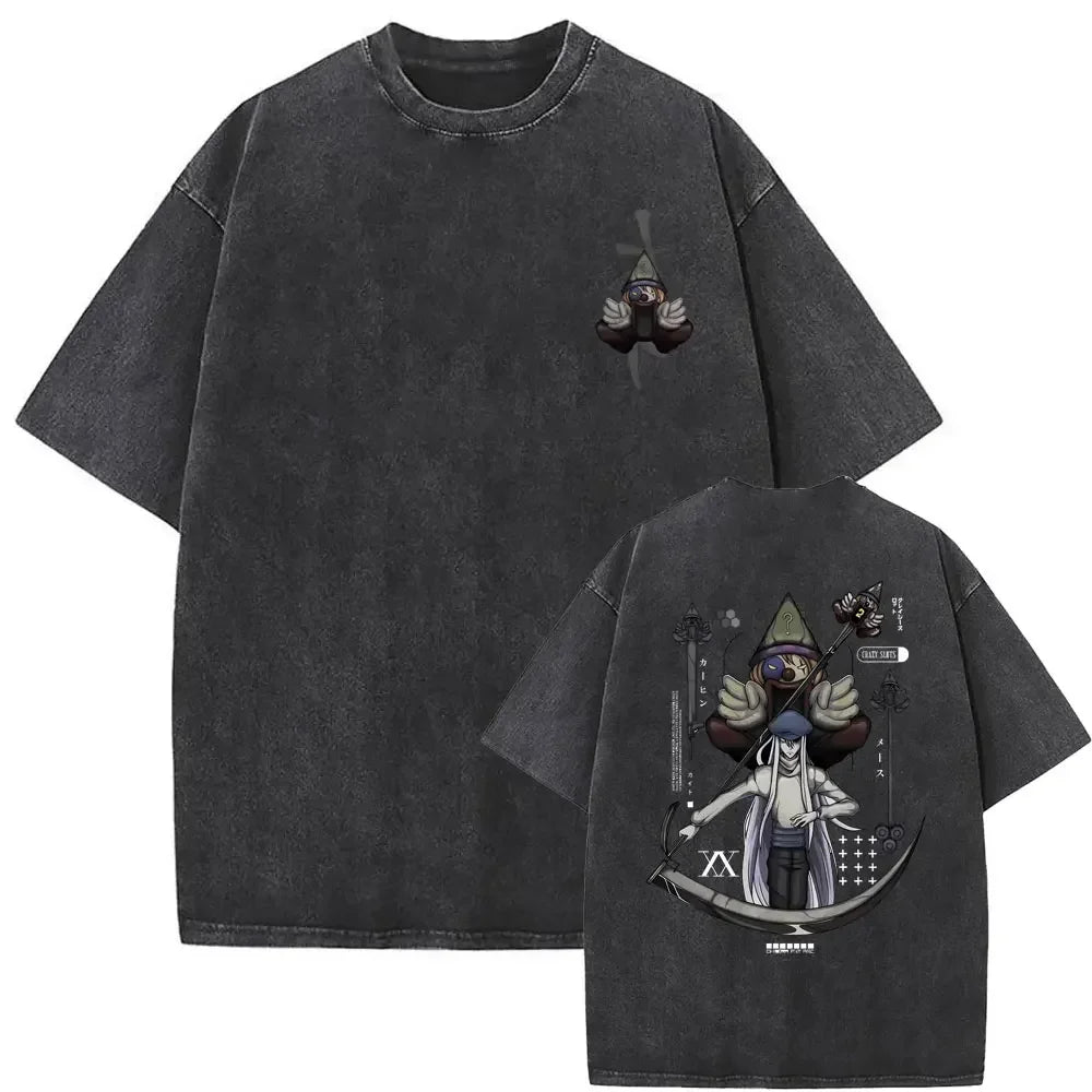 Washed Vintage Anime Hunter X Hunter T-shirt Killua Zoldyck Graphic T Shirt Men Women Clothing Casual Oversized Crewneck Tshirt
