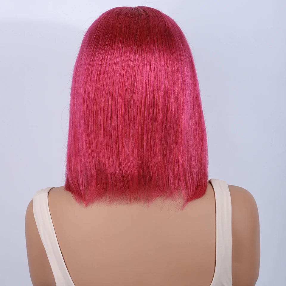 Straight Bob 100% Human Hair Lace Wig For Women Brazilian Remy Hair Middle Part Lace Easy Wear T Part Lace Wigs Clearance Sales