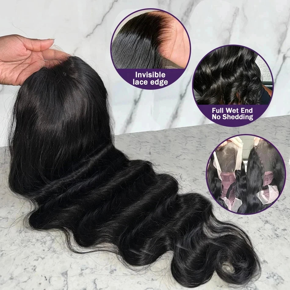 Wigirl High 200 Density 30 40 Inch 13x6 HD Transparent Body Wave Lace Front Human Hair Wigs Brazilian Wavy 13x4 Lace Frontal Wig