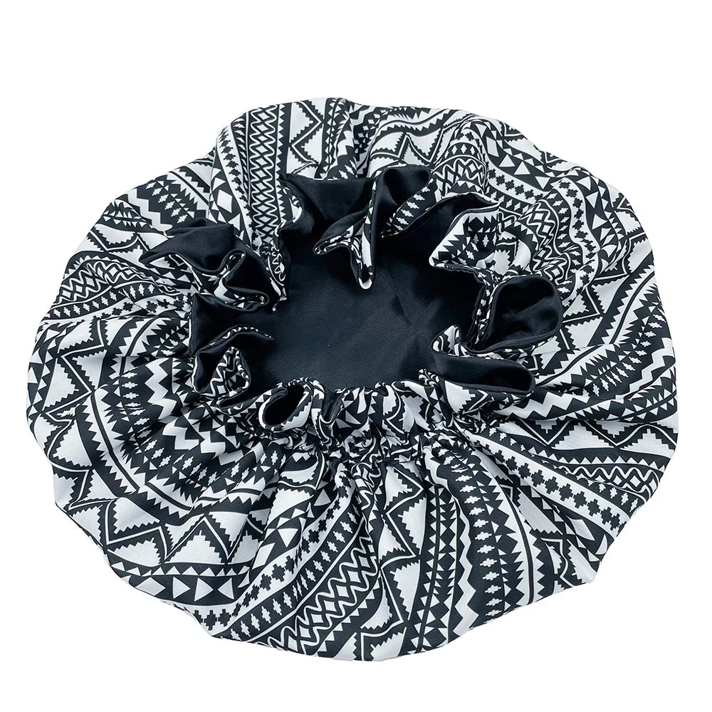 New Solid Women Satin Bonnet Fashion Stain Silky Big Bonnet for Lady Sleep Cap Headwrap Hat Hair Wrap Accessories Wholesale