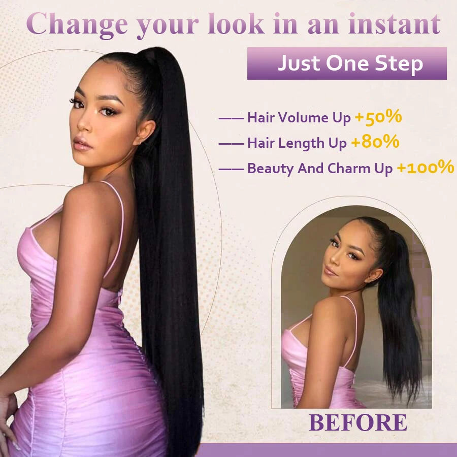 Body Wave Drawstring Ponytail Natural Black Brazilian 100% Real Human Hair Ponytail Clip In Hair Ponytail Extensions For Women
