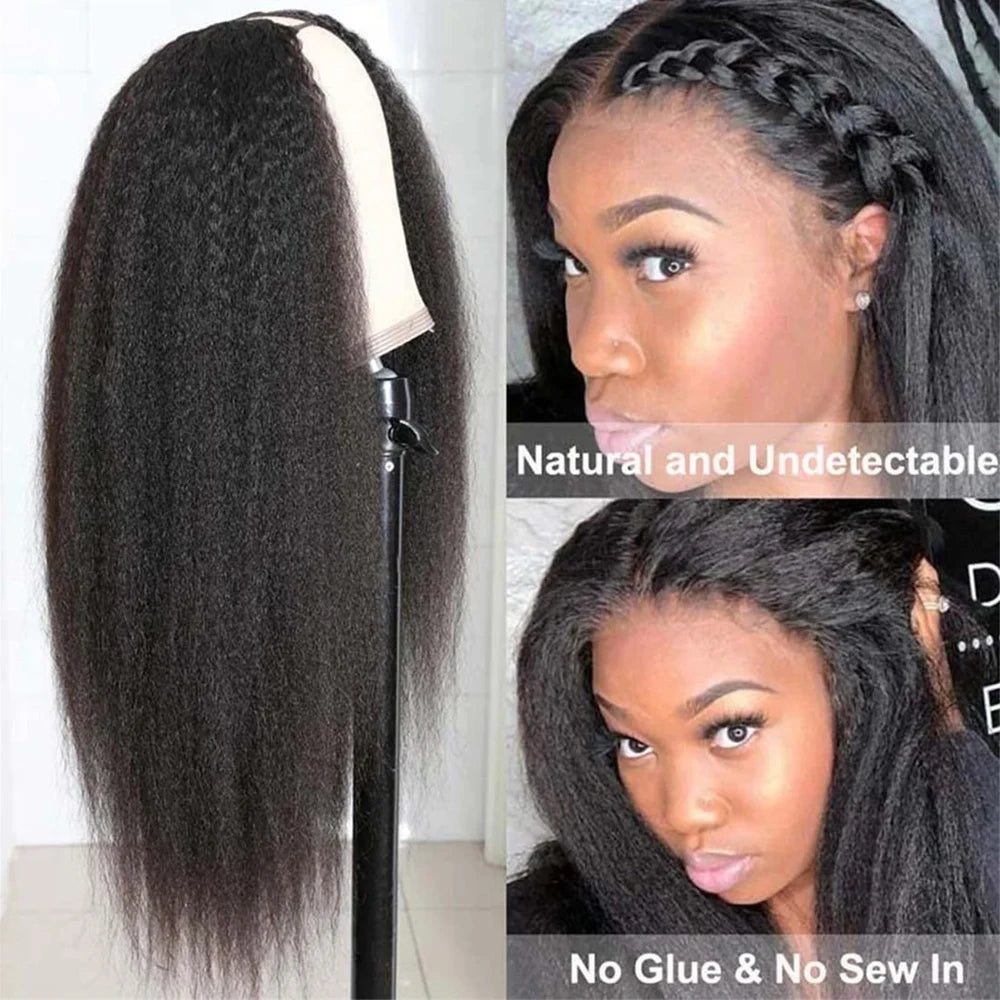 30 Inch Kinky Straight U Part Wig Glueless Wigs Human Hair Ready To Wear Remy Human Hair Wigs V Part Wig No Lace Wigs For Women