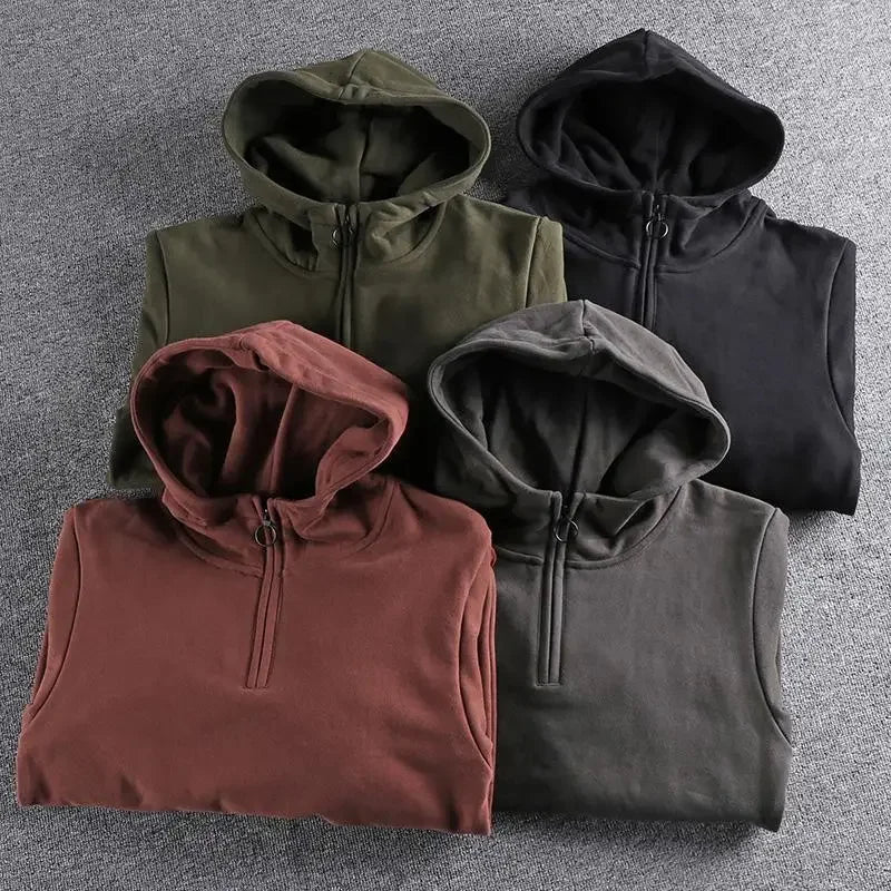 Loose Male Hoodie Solid Autumn Emo Luxury Designer Aesthetic Simple Y2k Vintage Men's Hooded Sweatshirt High Quality Cotton Warm