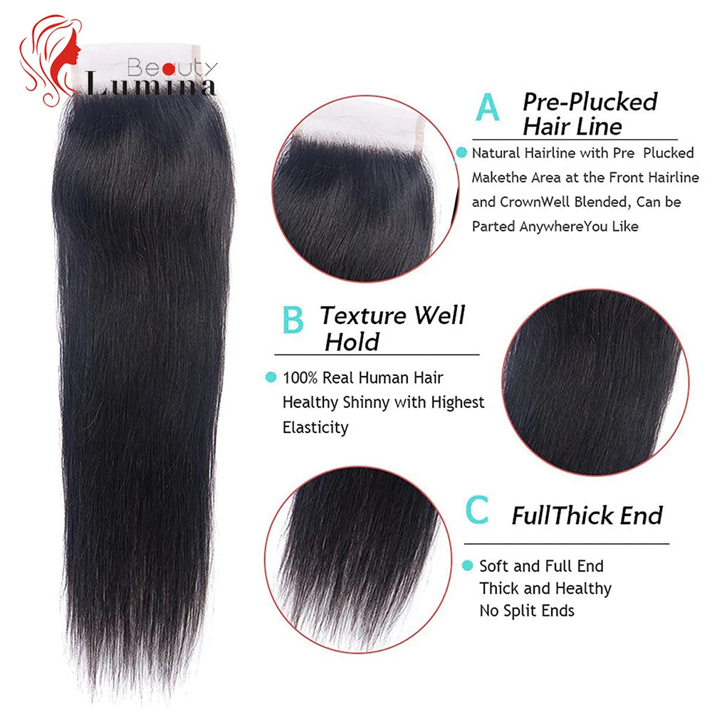 2x6 Lace Closure Peruvian Straight Closure 5x5 100% Human Hair Rtraight 13x4 Lace Frontal Closure 4x4 Natural Color Remy Hair