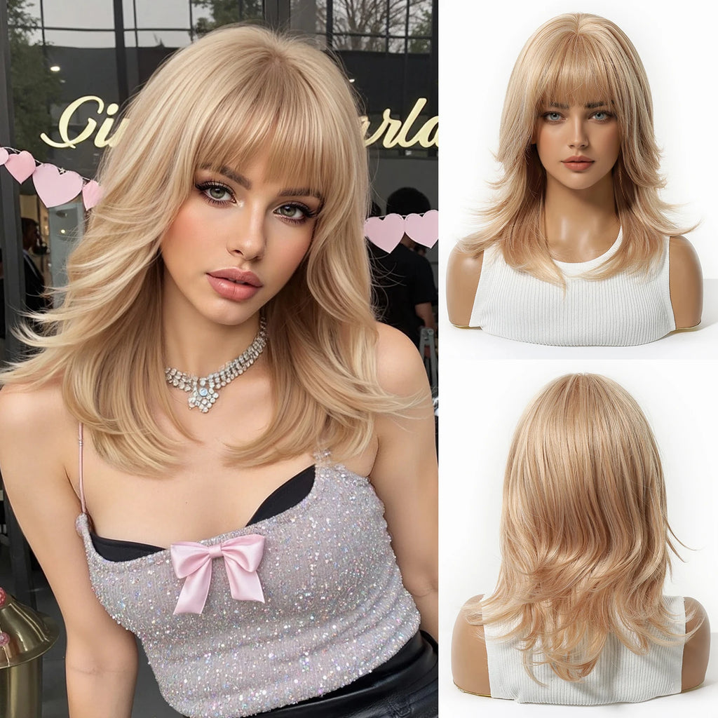 EASIHAIR Purple Synthetic Wigs for Women Long Straight Layered Hair Wigs With Side Bangs Ombre Purple Black Wigs Heat Resistant