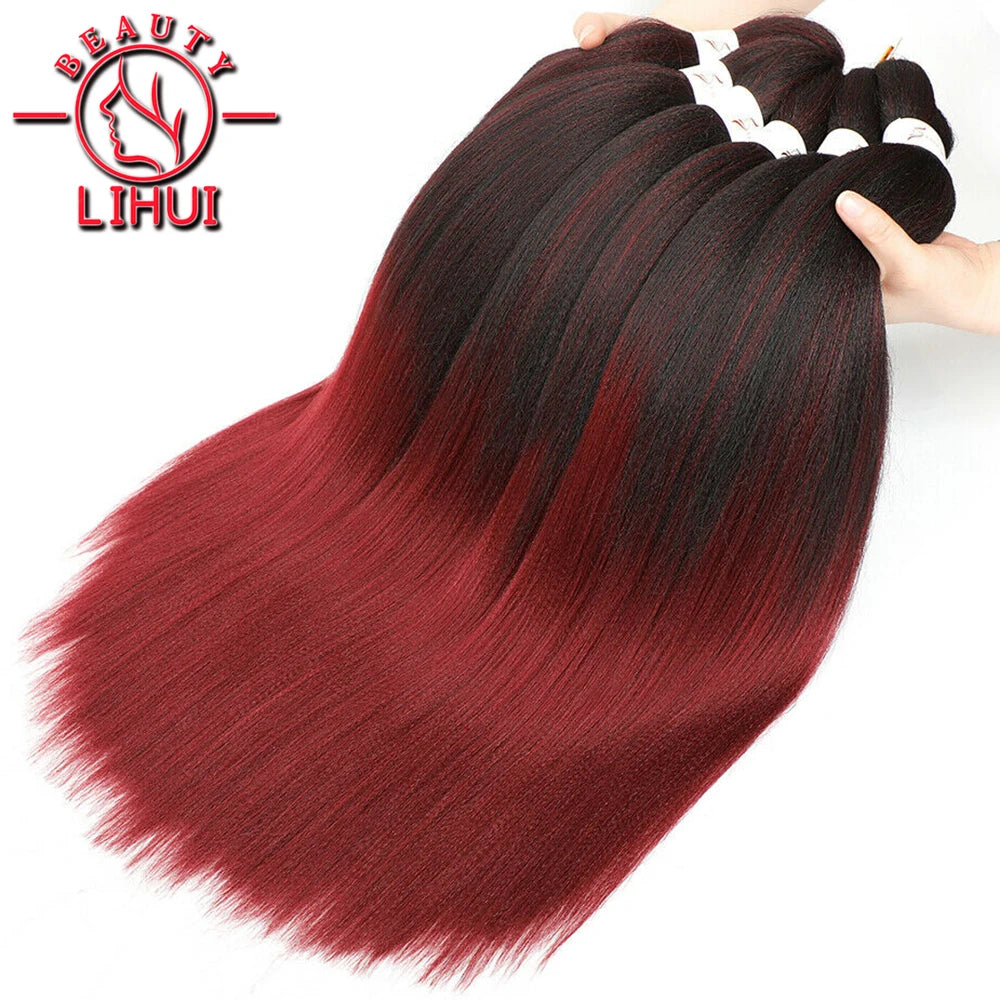 Easy Crochet Braids Ombre Hair Extensions Bundles Yaki Straight EZ Braiding Pre Stretched Synthetic Braid For African Women 6pcs