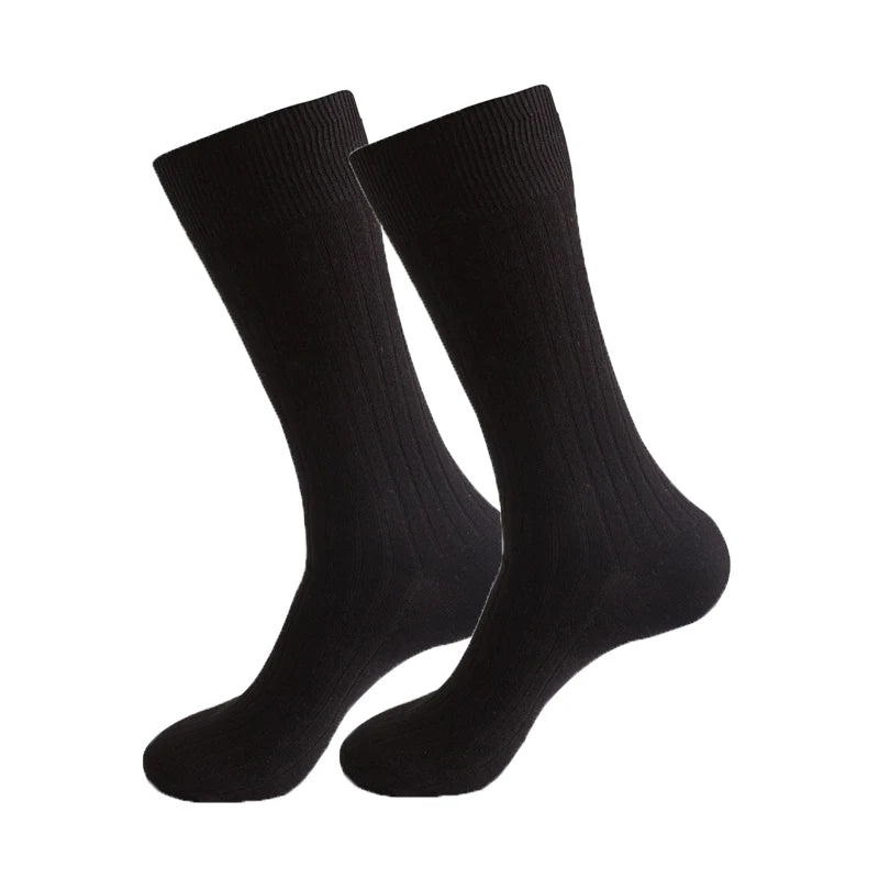 Mans Socks Long Plus Large Size Cotton Solid Striped Business Boneless Soft Breathable Sweat-Absorbing Party Dress Crew Socks