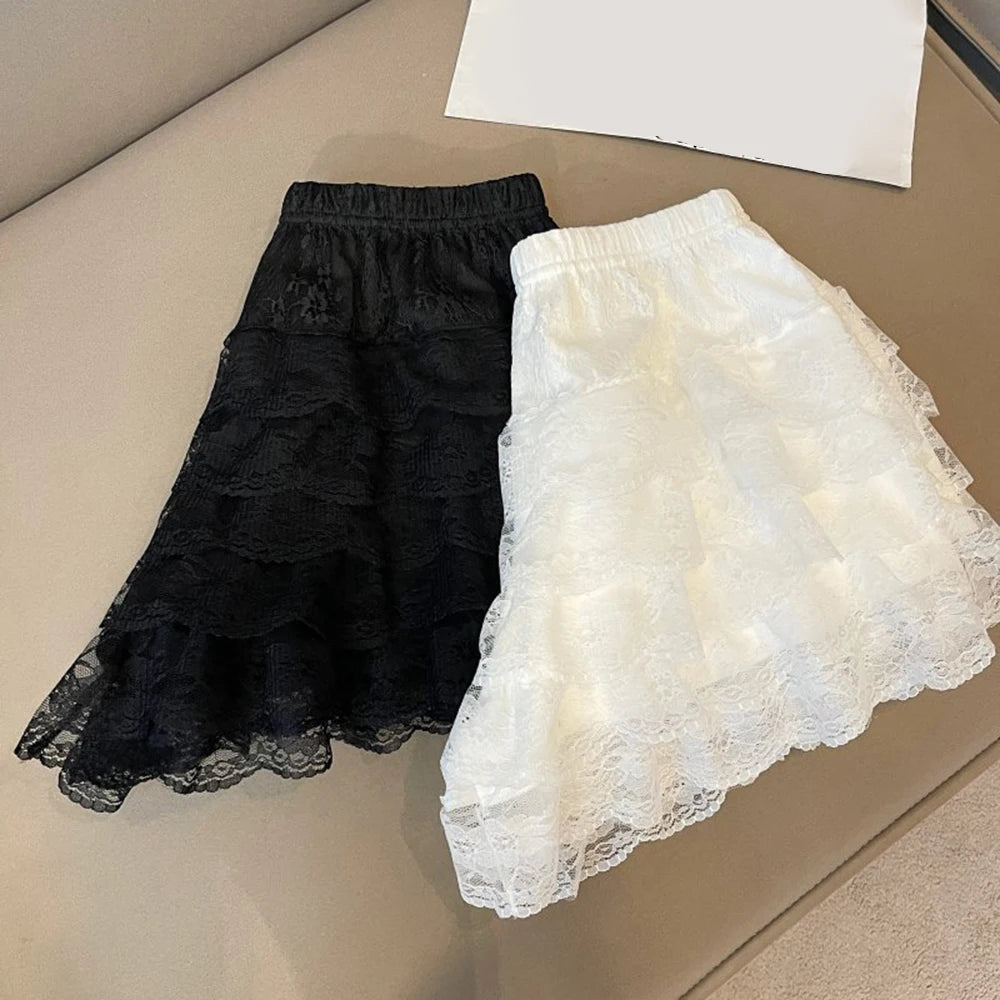 New Lace Ruffle Shorts Lolita Short Victorian Bloomers Pumpkin Satin Knickers Anti Exposure Safety Pants Women Loose Underwear