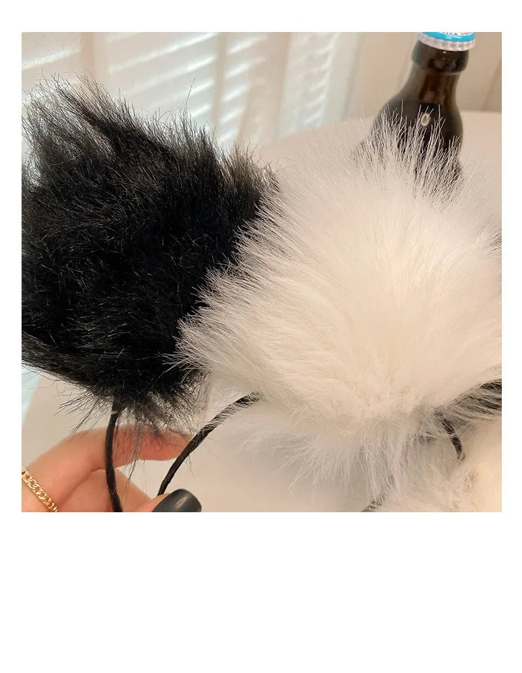 1/2PCS Plush Cat Ears Headband with Jingle Bells - Soft, Furry Cosplay Accessory for Halloween, Anime Parties & Photo Shoots.