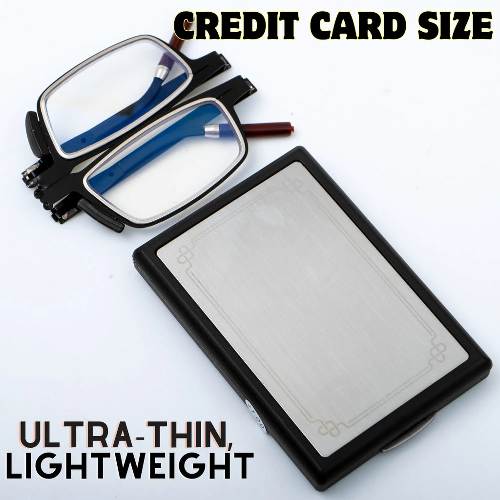Portable Foldable Reading Glasses That Can Be Attached to the Back of a Phone as a Phone Stand, Minimalist Style Stainless Steel Reading Glasses, +100 to +400, Unisex