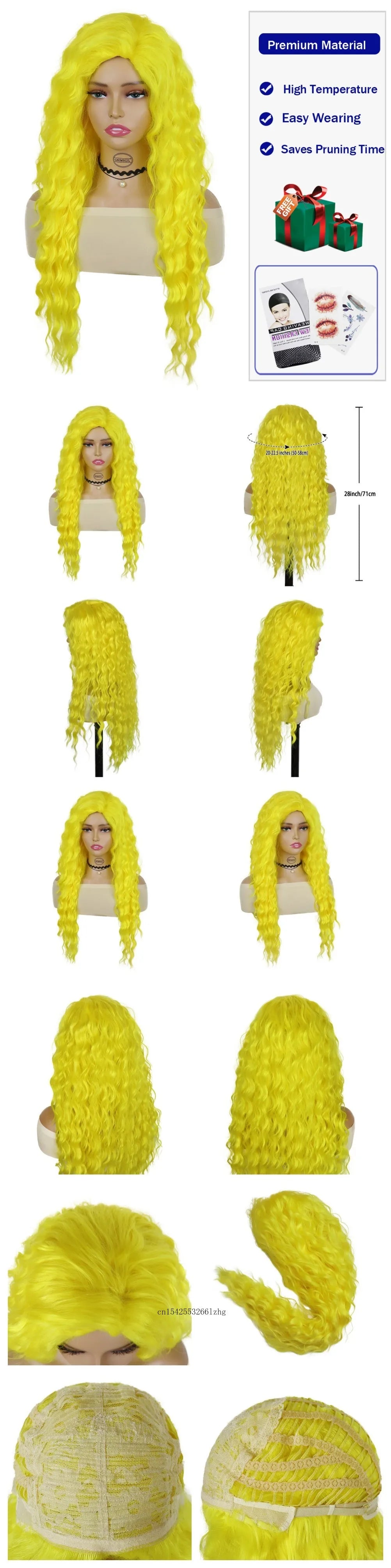 GNIMEGIL Synthetic Grey Hair Long Water Wave Wigs for Women Natural Fluffy Curly Wave Wig Cosplay Halloween Party Heat Resistant