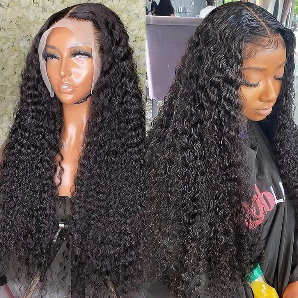 34 40 Inch 13x4 HD Transparent Deep Wave Lace Frontal Wig 210% Density 13x6 Water Curly Lace Front Human Hair Wigs For Women