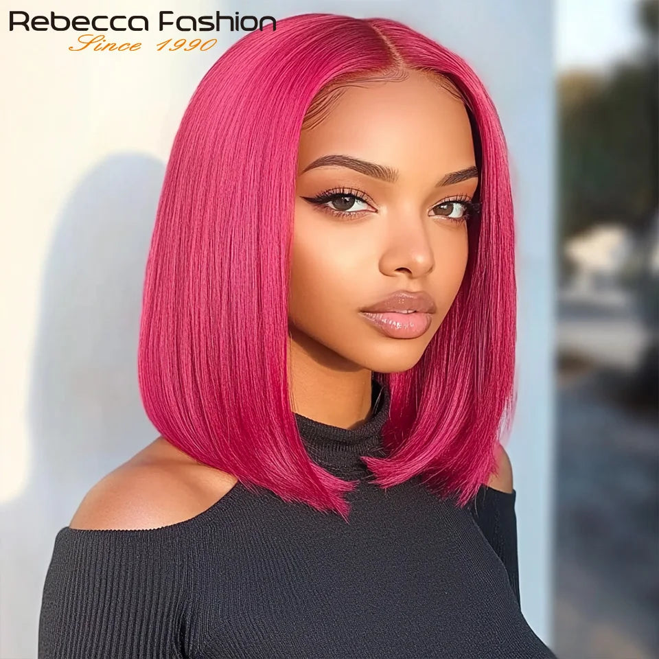 Straight Bob 100% Human Hair Lace Wig For Women Brazilian Remy Hair Middle Part Lace Easy Wear T Part Lace Wigs Clearance Sales