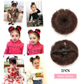OLACARE Girl Children's Fake Hair Bun Bangs Wig with Clip Hairband Bangs Chignons Daily Wear Cosplay Hairpieces Accessories