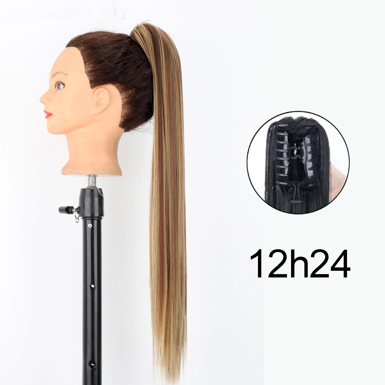 Synthetic 24Inch Wavy Claw Clip On Ponytail Hair Extension Ponytail Extension Hair For Women Pony Tail Hair Hairpiece