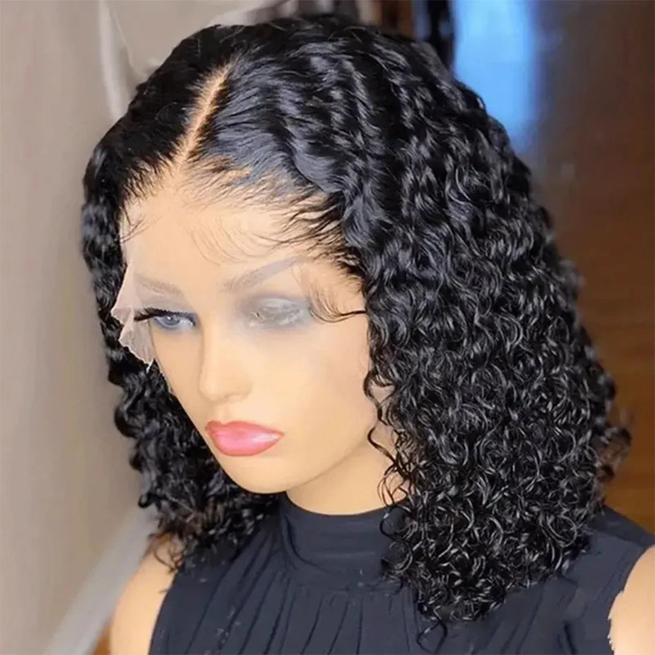 Glueless Wig Kinky Curly Lace Front Human Hair Wigs Ready To Wear And Go Wet and Wavy Wigs Water Wave Human Hair Wig For Women