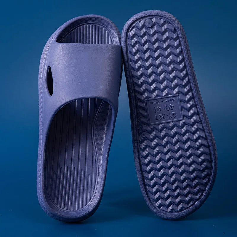 Soft Home Slippers Couples Summer Indoor Non-Slip Bathroom Slippers Solid Sandals Hotel Family Men Women Flip Flops Flat Shoes