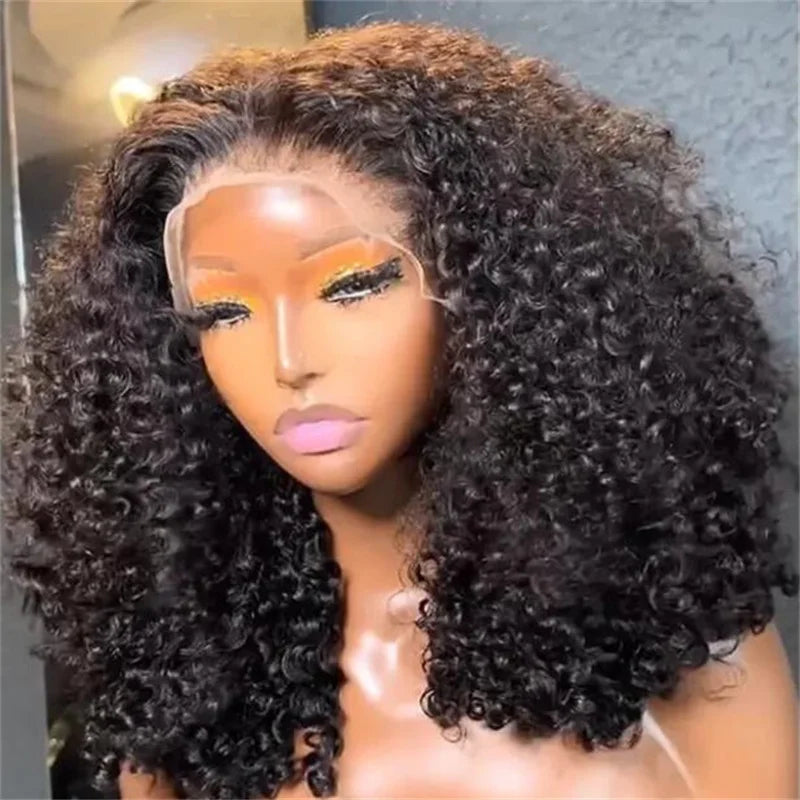 Soft Natural Black 180Density 26'' Long Kinky Curly Lace Front Wig For Women BabyHair Preplucked Heat Resistant Glueless Daily