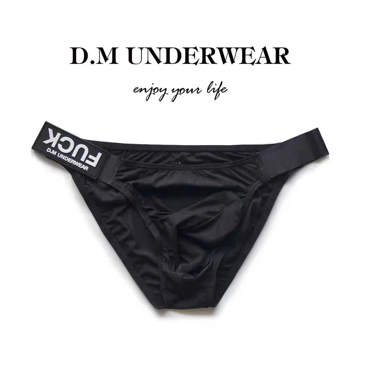 D. M Men's Underwear Ice Silk Breathable Thin Summer Elephant Nose Low Waist Personalized Letter Sports Triangle