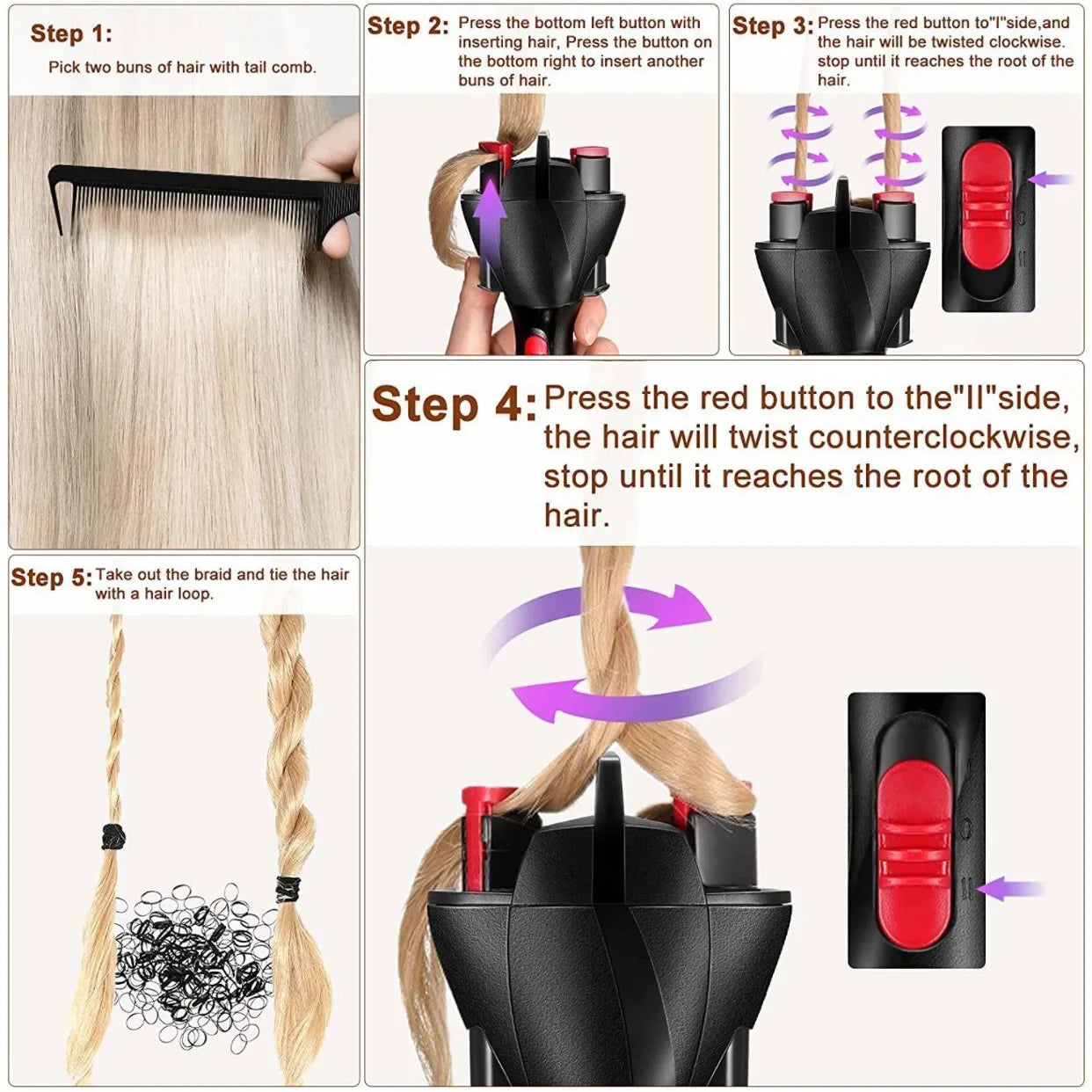 Automatic Twist Braider Knitting Device Electric Hair Braider Hair Braider Machine Braiding Hairstyle Cabello Hair Styling Tools