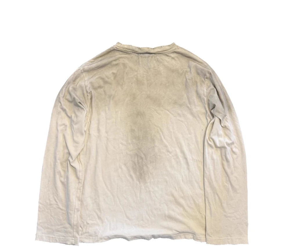 Vintage Washed Long Sleeves T-Shirt Summer Graffiti Printed Destroyed Dirty T Shirt Hip Hop Streetwear Cotton Tops Tees