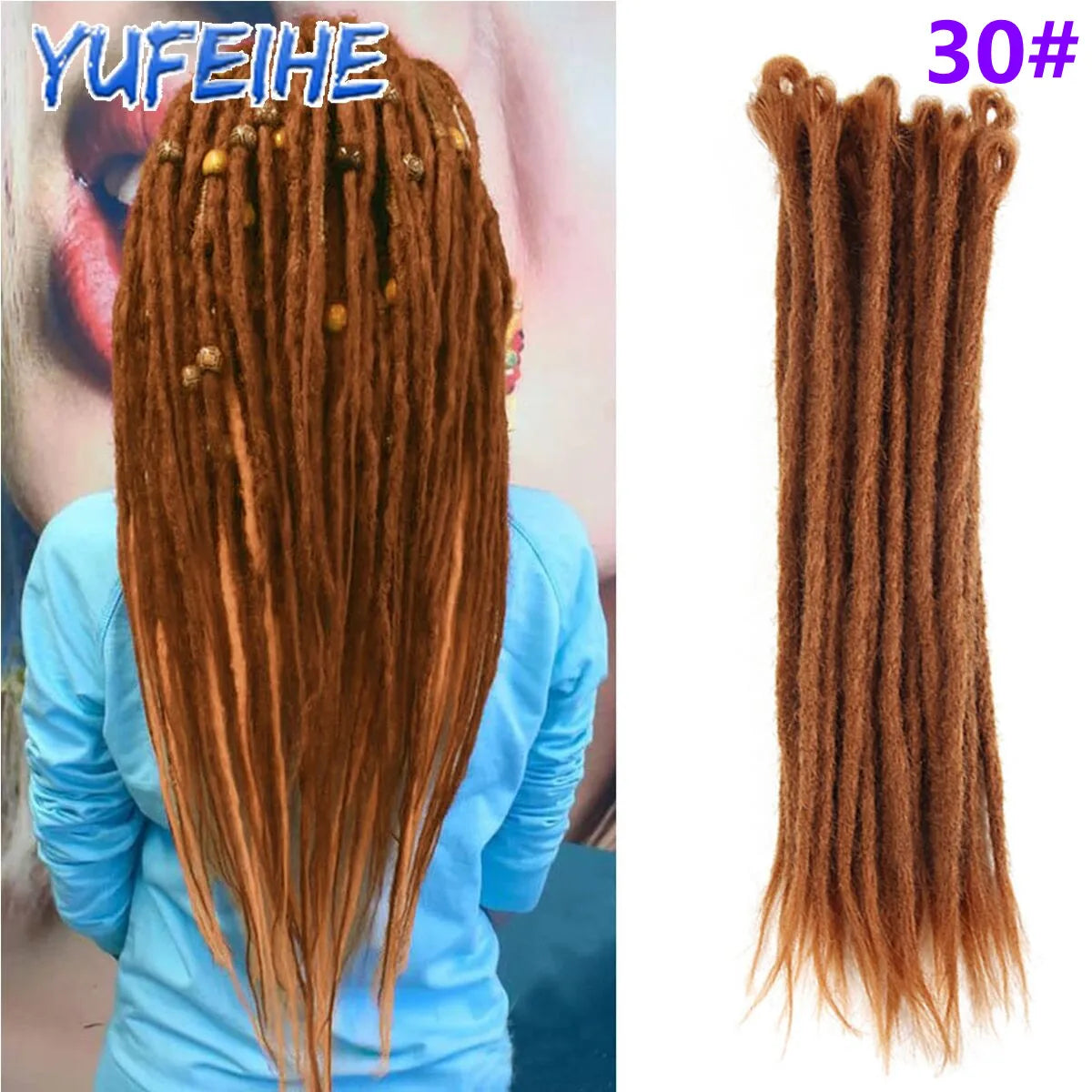 Dreadlocks Extensions Thin 0.7cm Width Synthetic Crochet Braids Hair Dreads Fake Hair Ombre Mint Green Reggae Hip Hop Style Pink