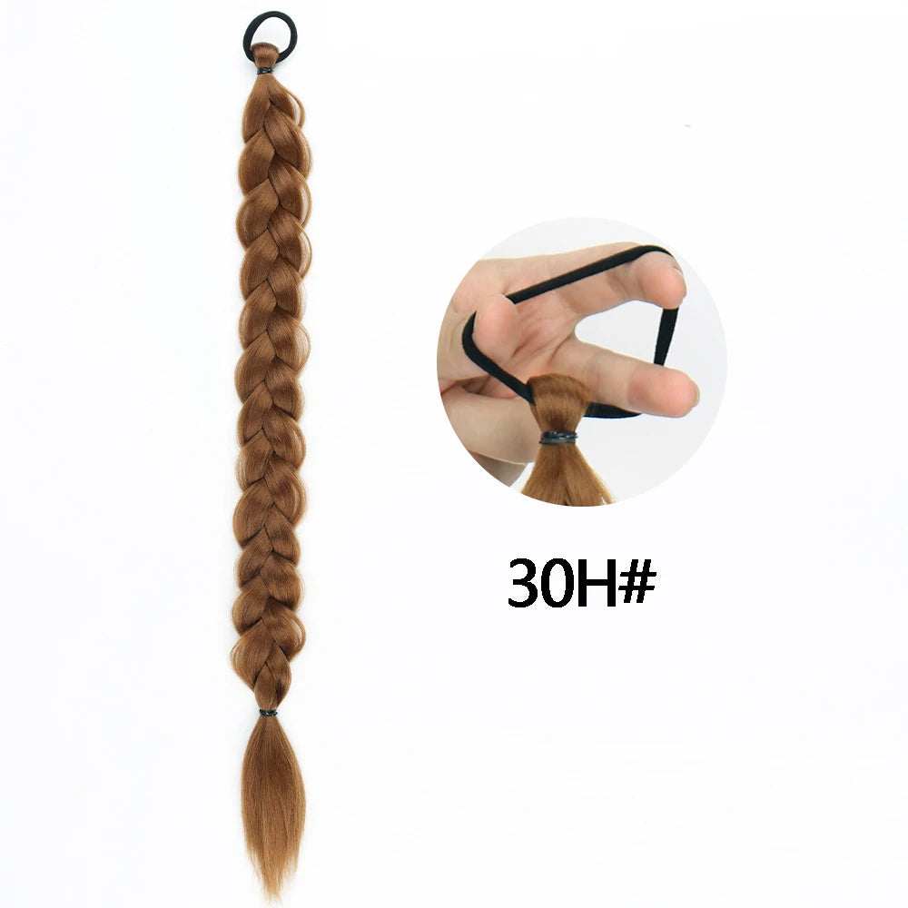 Synthetic Braided Ponytail Extensions Blonde Hairpiece Long Pony Tail With Hair Tie Rubber Band Hair Blonde For Women