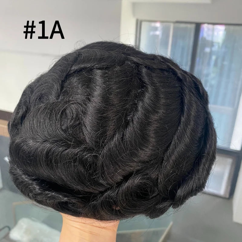 Hollywood Toupee Men Wigs Breathable Swiss Lace & Pu 100% Natural Human Hair Male Hair Prosthesis Exhuast Systems Wigs For Men