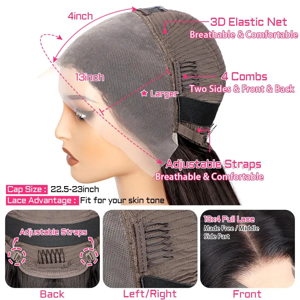 Body Wave Lace Front Wigs Human Hair Pre Plucked 13x4 HD Lace Frontal Wigs Human Hair 200 Density Glueless Wigs