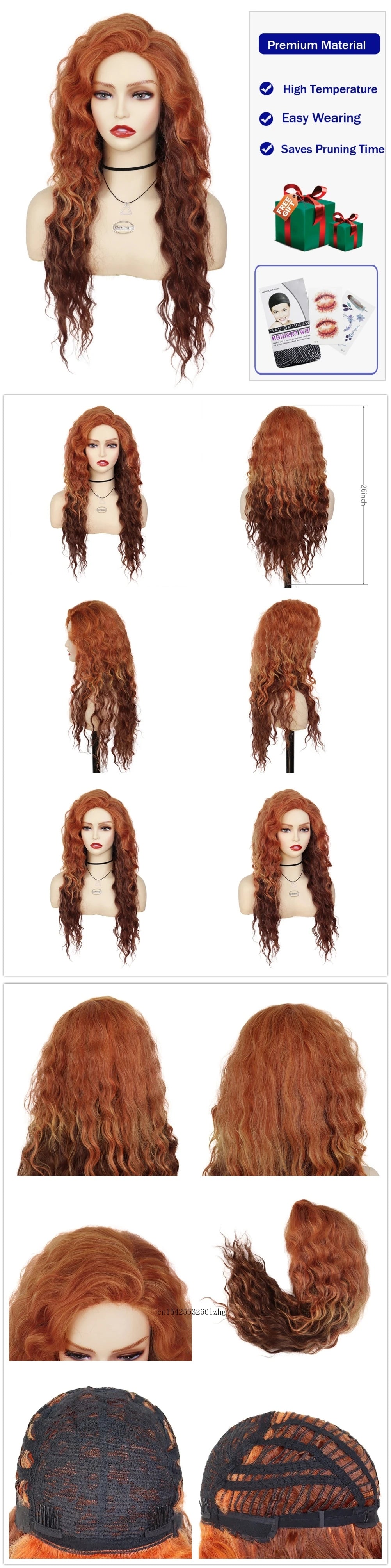 GNIMEGIL Synthetic Grey Hair Long Water Wave Wigs for Women Natural Fluffy Curly Wave Wig Cosplay Halloween Party Heat Resistant