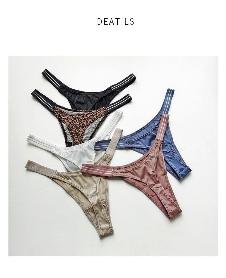 Women's low waist butt lift fitness sports high fork fashion thong thong sexy European and American ice silk T pants lingerie