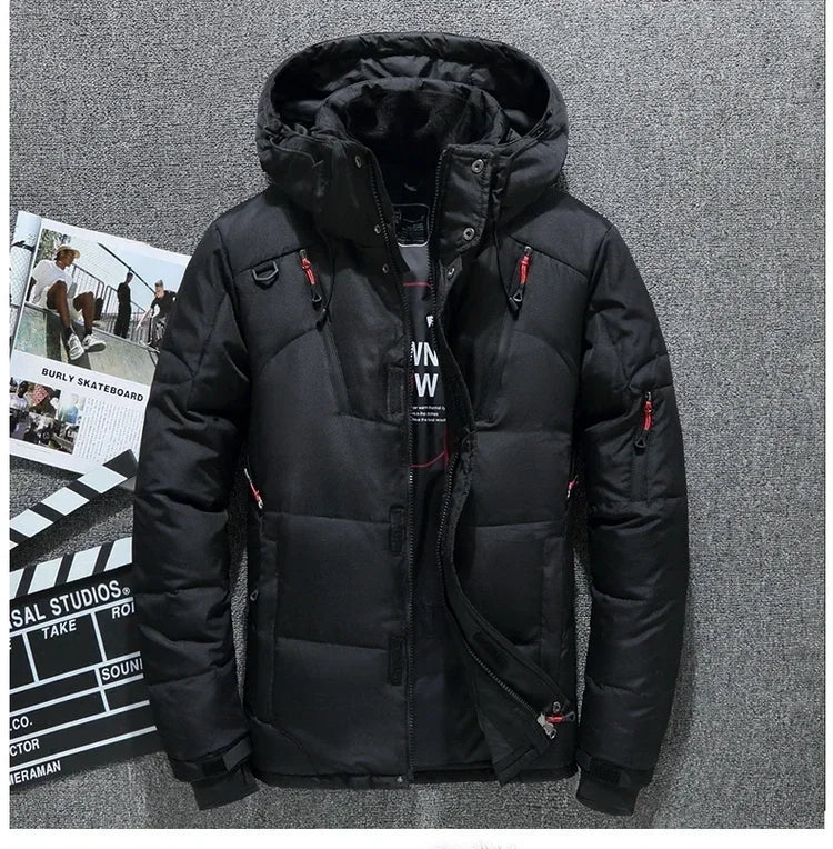 New Windproof Winter Down Jacket Male Warm Hooded White Duck Thick Men's Down Jacket Snow High Quality Parkas Outerwear