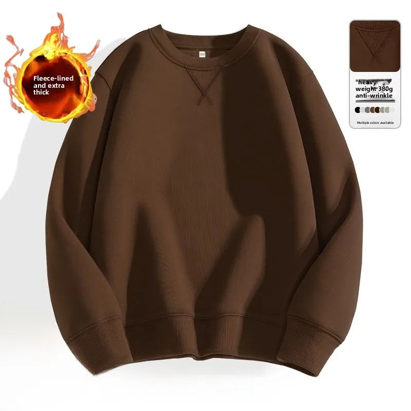 Loose Fit  Color Hoodl Sweatirt Long Sve round Ne Men's Autumn Winter Heavyweight Comfortable Antibacterial Ba...
