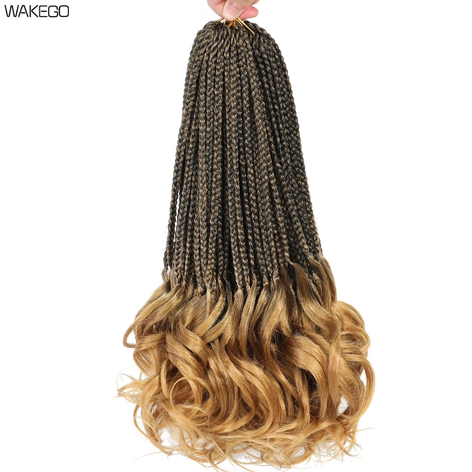 24 18 14 Inches French Curly Crochet Braids New Goddess Box Braids Bouncy French Curl Braid Hair Crochet Synthetic Braiding Hair