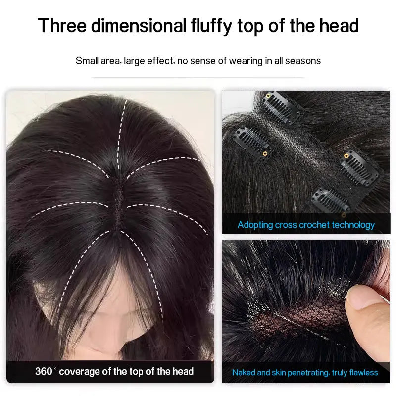 25cm 100% Human Hair 4clips Women's Natural Forehead Whitening Hair Enhancement Head Curtain 3D Eight Character Air Bangs