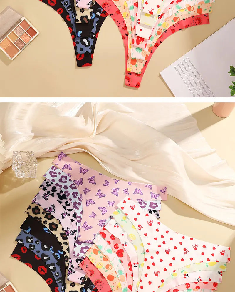 3PCS/SET Sexy G-String For Women Colorful Bikini Female Underwear T-back Intimates Lingerie Seamless Low Waist Underpants Lady